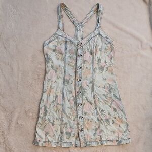 Denim Floral Button-Down Dress